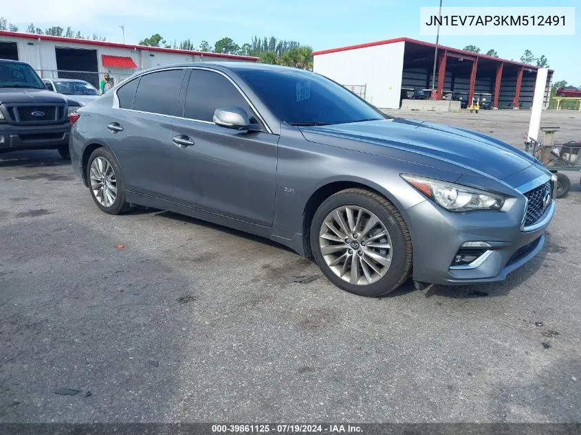 2019 Infiniti Q50 3.0T Luxe VIN: JN1EV7AP3KM512491 Lot: 39861125