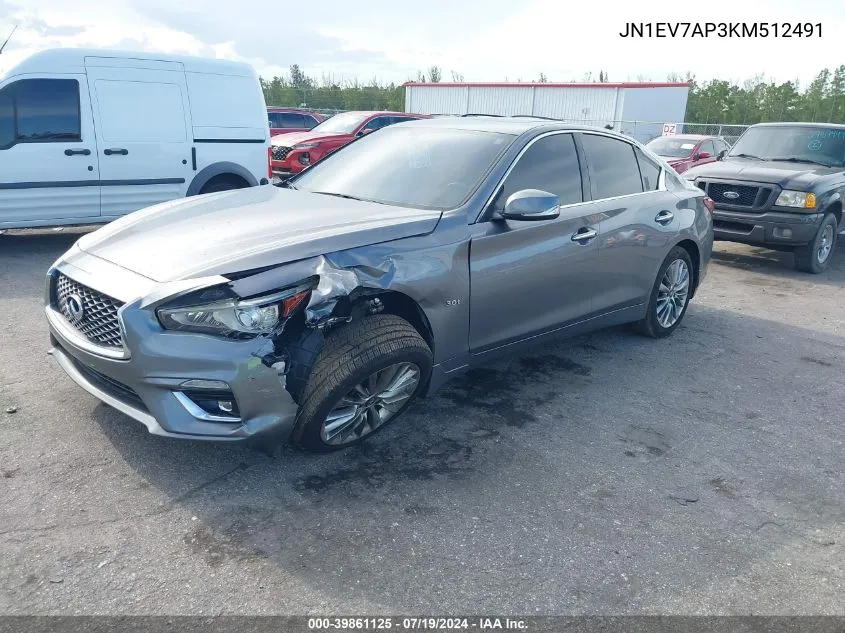 2019 Infiniti Q50 3.0T Luxe VIN: JN1EV7AP3KM512491 Lot: 39861125