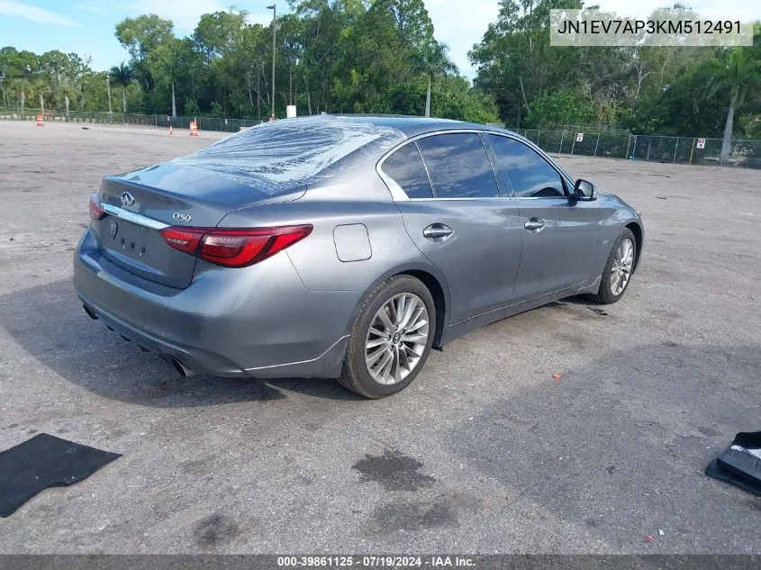 2019 Infiniti Q50 3.0T Luxe VIN: JN1EV7AP3KM512491 Lot: 39861125