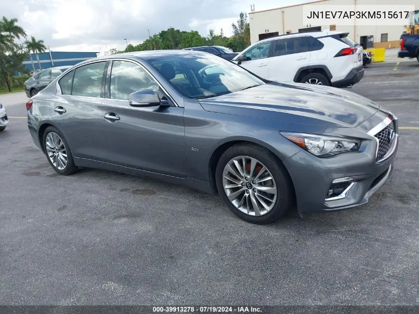 2019 Infiniti Q50 3.0T Luxe VIN: JN1EV7AP3KM515617 Lot: 39913278