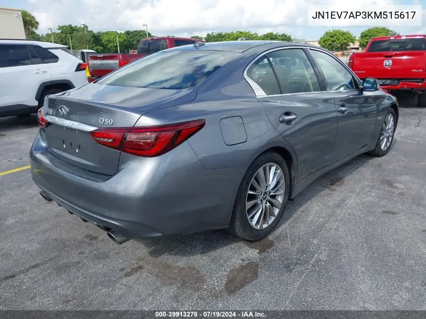 2019 Infiniti Q50 3.0T Luxe VIN: JN1EV7AP3KM515617 Lot: 39913278