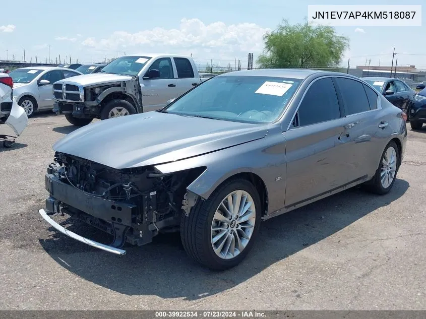 2019 Infiniti Q50 3.0T Luxe VIN: JN1EV7AP4KM518087 Lot: 39922534