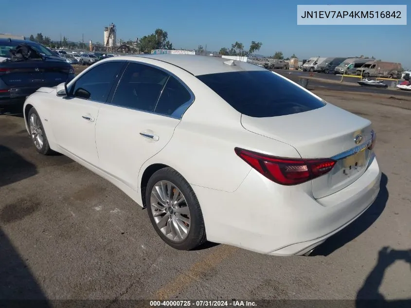 2019 Infiniti Q50 3.0T Luxe VIN: JN1EV7AP4KM516842 Lot: 40000725