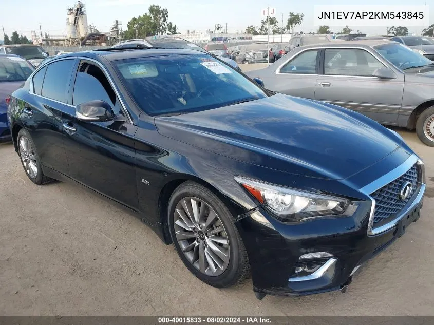 2019 Infiniti Q50 3.0T Luxe VIN: JN1EV7AP2KM543845 Lot: 40015833