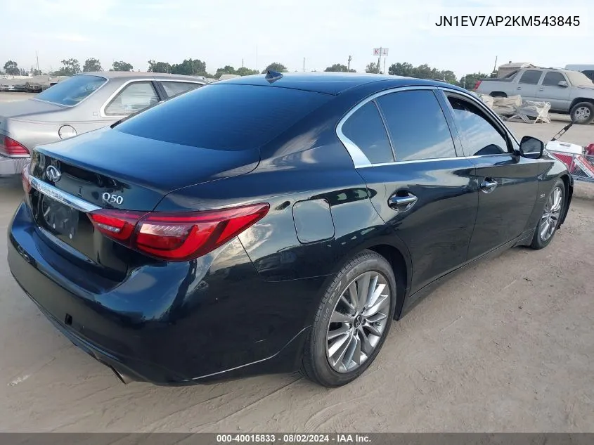 2019 Infiniti Q50 3.0T Luxe VIN: JN1EV7AP2KM543845 Lot: 40015833