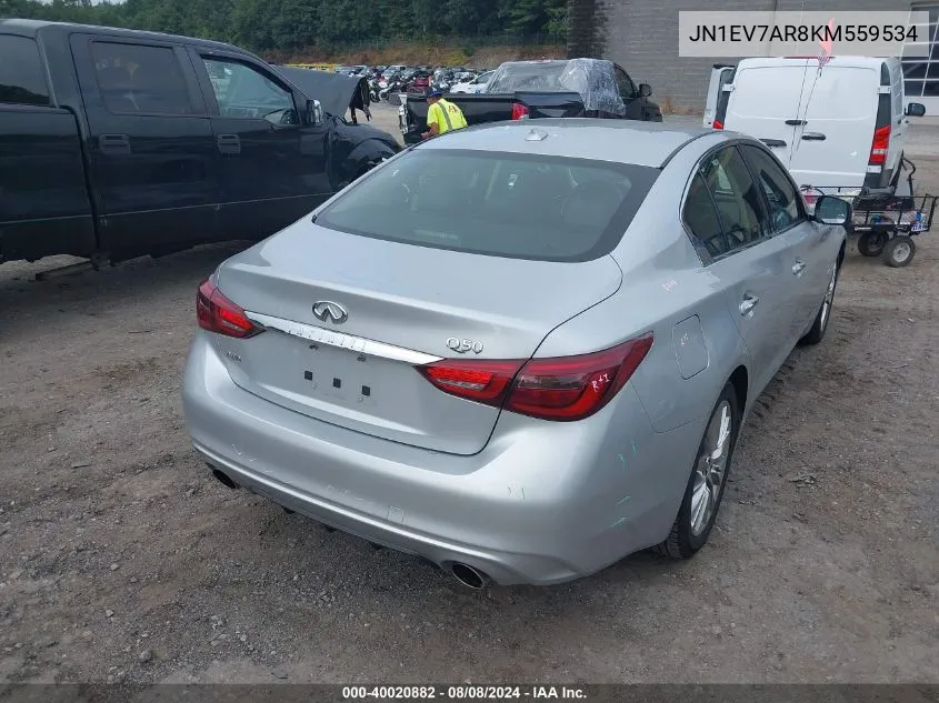 2019 Infiniti Q50 3.0T Luxe VIN: JN1EV7AR8KM559534 Lot: 40020882