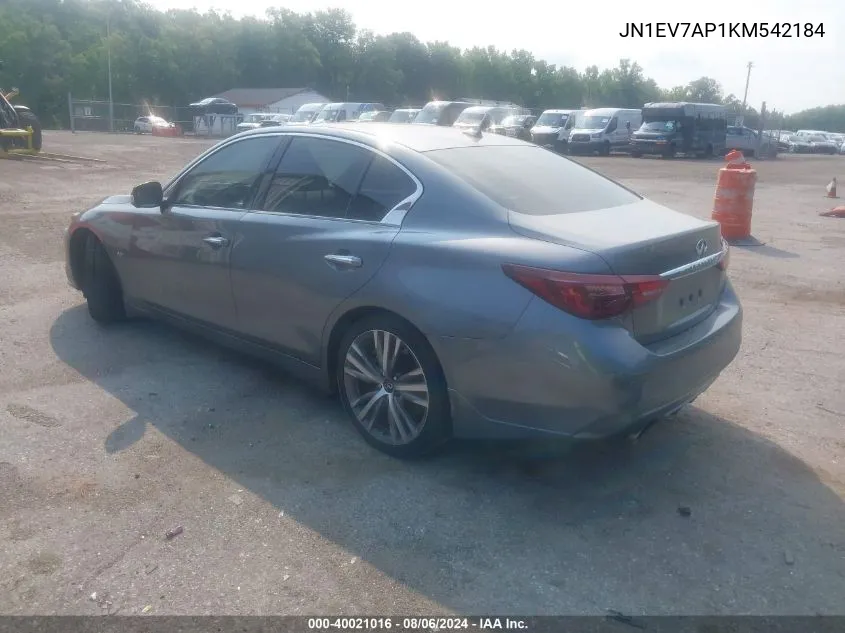 2019 Infiniti Q50 3.0T Sport VIN: JN1EV7AP1KM542184 Lot: 40021016