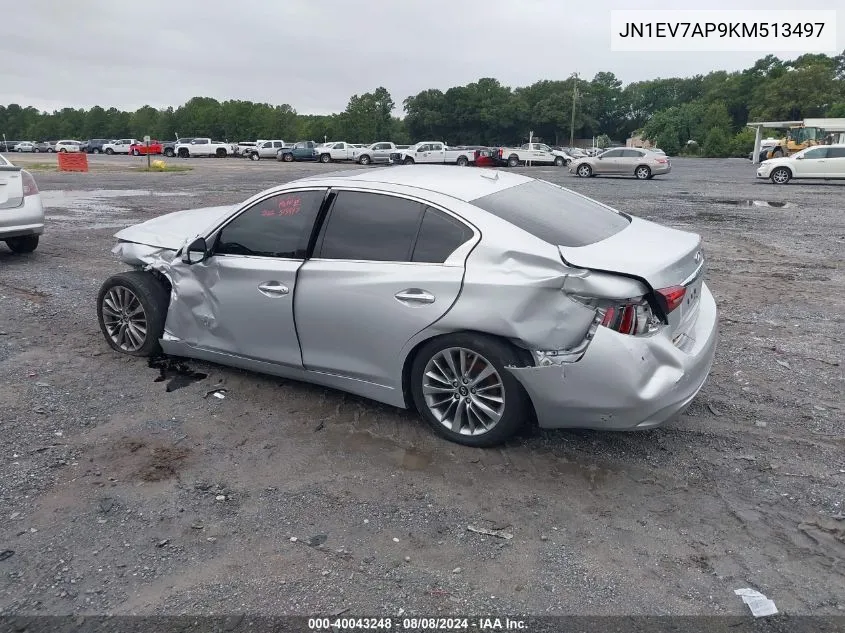 2019 Infiniti Q50 3.0T Luxe VIN: JN1EV7AP9KM513497 Lot: 40043248