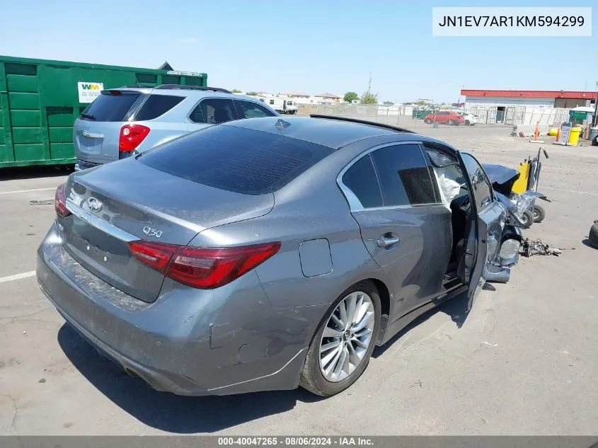 2019 Infiniti Q50 3.0T Luxe VIN: JN1EV7AR1KM594299 Lot: 40047265