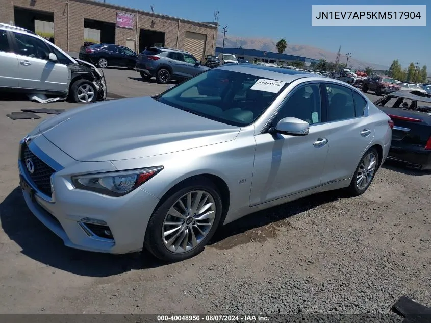 2019 Infiniti Q50 3.0T Luxe VIN: JN1EV7AP5KM517904 Lot: 40048956