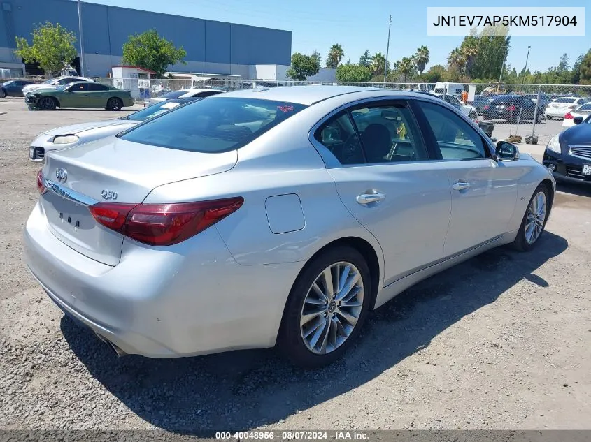 2019 Infiniti Q50 3.0T Luxe VIN: JN1EV7AP5KM517904 Lot: 40048956