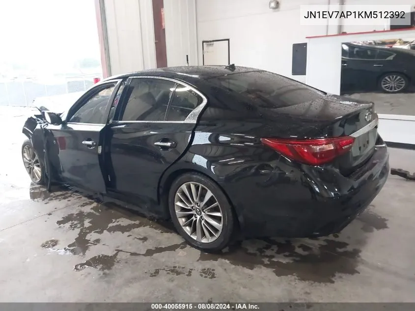 2019 Infiniti Q50 3.0T Luxe/3.0T Signature Edition/3.0T Sport VIN: JN1EV7AP1KM512392 Lot: 40055915