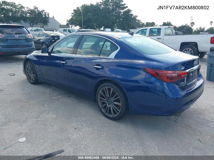 JN1FV7AR2KM800802 2019 Infiniti Q50 3.0T Red Sport 400