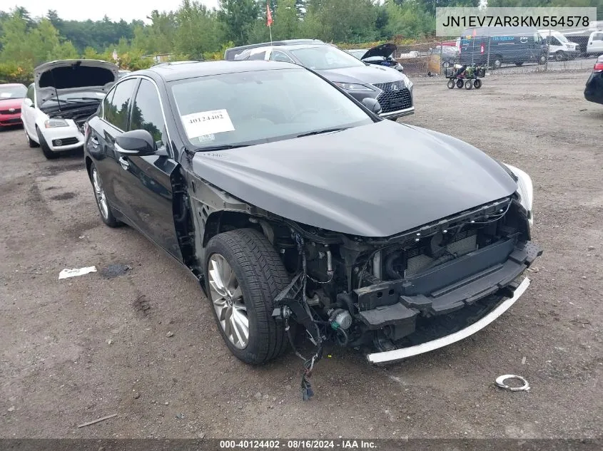 2019 Infiniti Q50 3.0T Luxe VIN: JN1EV7AR3KM554578 Lot: 40124402