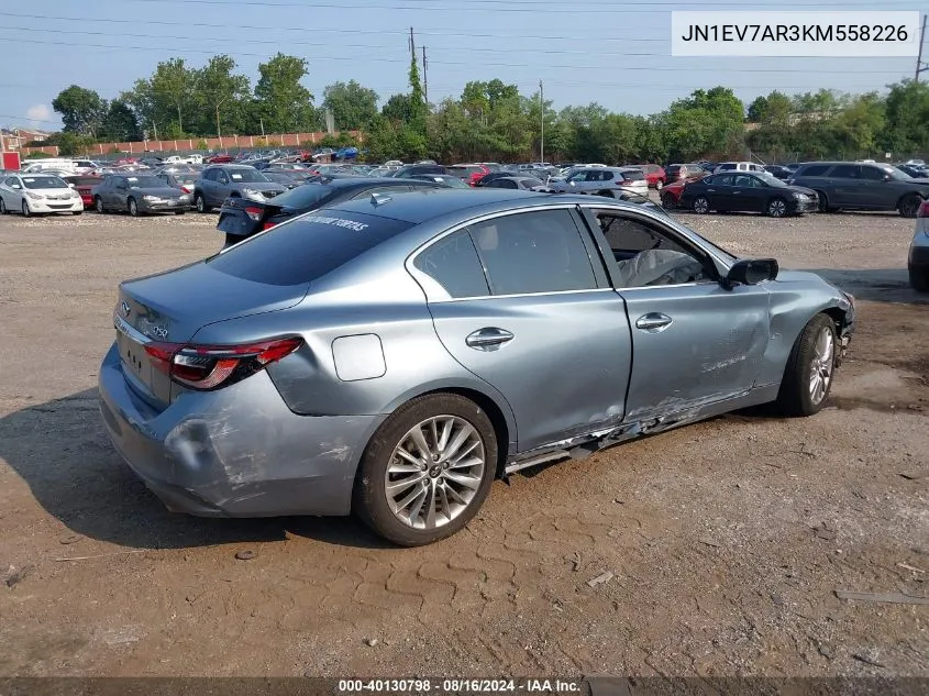 2019 Infiniti Q50 3.0T Luxe VIN: JN1EV7AR3KM558226 Lot: 40130798