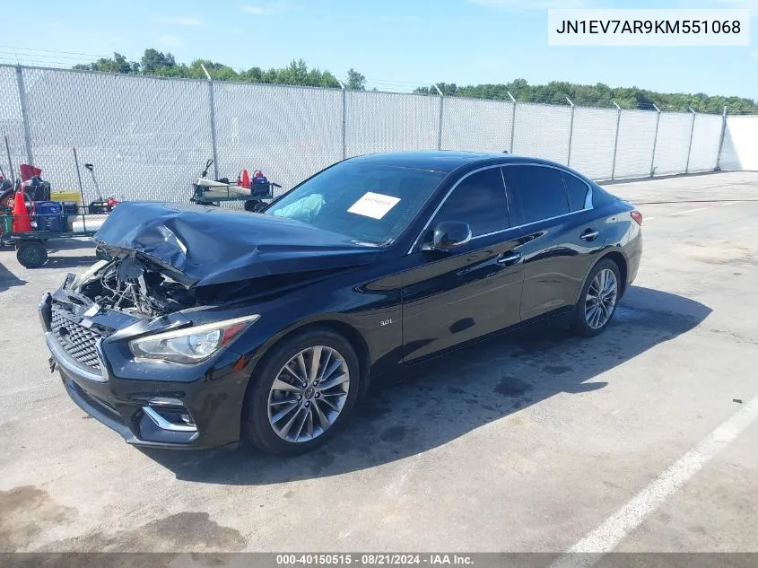 2019 Infiniti Q50 3.0T Luxe VIN: JN1EV7AR9KM551068 Lot: 40150515