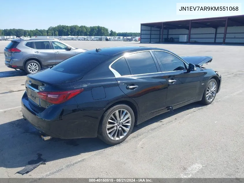 2019 Infiniti Q50 3.0T Luxe VIN: JN1EV7AR9KM551068 Lot: 40150515