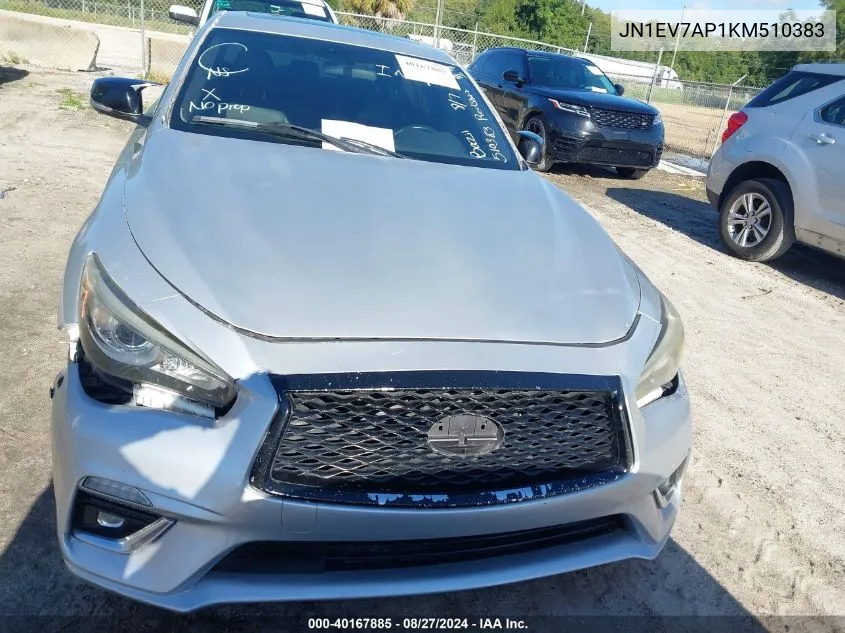 2019 Infiniti Q50 3.0T Luxe VIN: JN1EV7AP1KM510383 Lot: 40167885