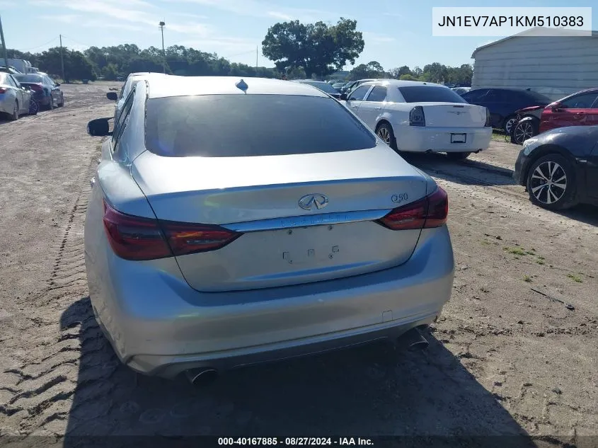 2019 Infiniti Q50 3.0T Luxe VIN: JN1EV7AP1KM510383 Lot: 40167885