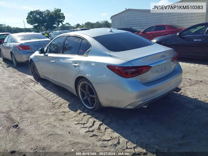 2019 Infiniti Q50 3.0T Luxe VIN: JN1EV7AP1KM510383 Lot: 40167885