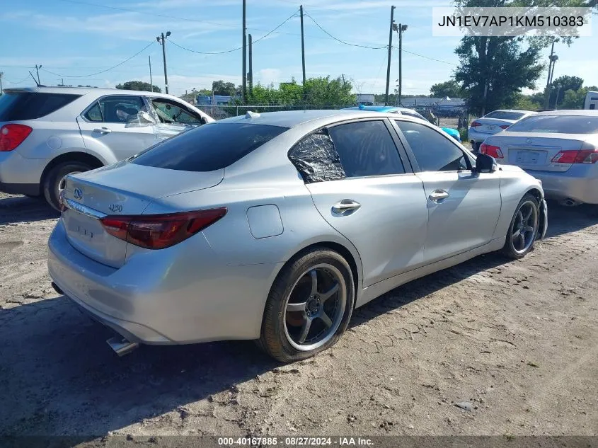 2019 Infiniti Q50 3.0T Luxe VIN: JN1EV7AP1KM510383 Lot: 40167885