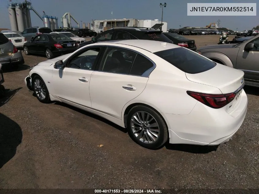 JN1EV7AR0KM552514 2019 Infiniti Q50 3.0T Luxe