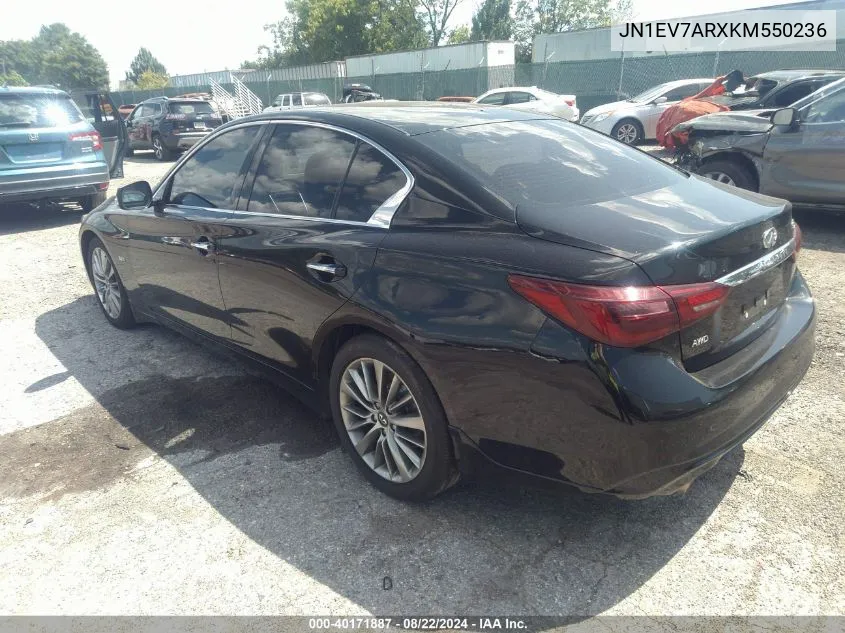 2019 Infiniti Q50 3.0T Luxe VIN: JN1EV7ARXKM550236 Lot: 40171887