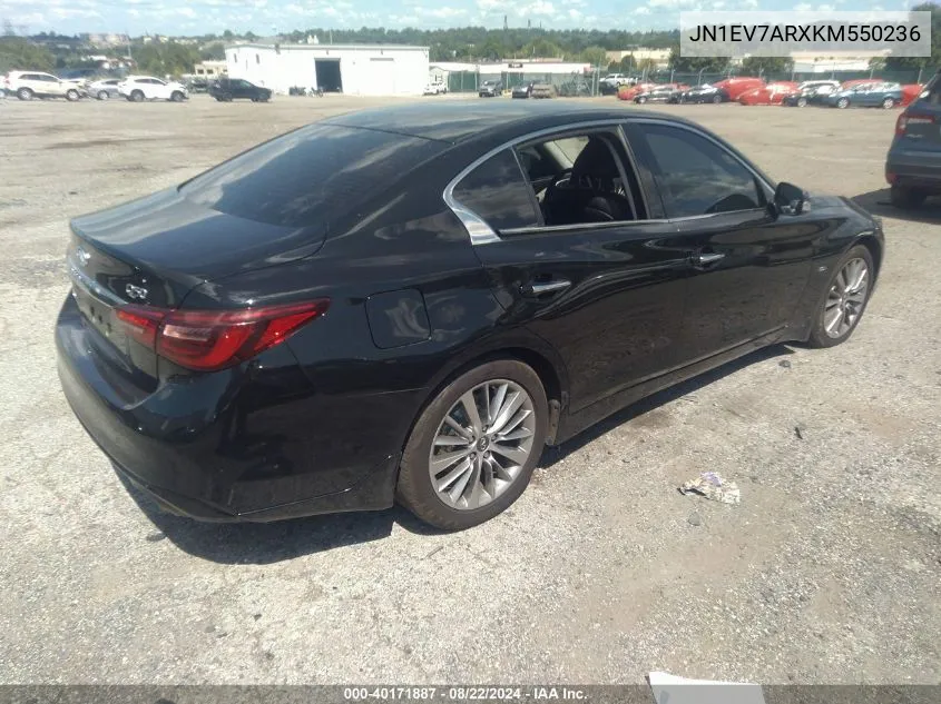 2019 Infiniti Q50 3.0T Luxe VIN: JN1EV7ARXKM550236 Lot: 40171887