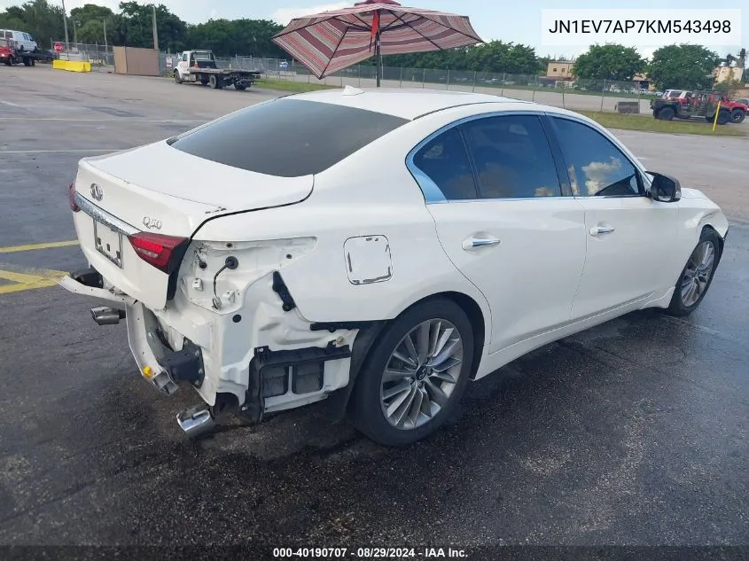 2019 Infiniti Q50 3.0T Luxe VIN: JN1EV7AP7KM543498 Lot: 40190707