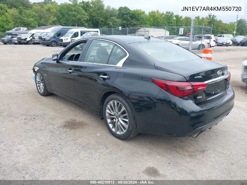 2019 Infiniti Q50 3.0T Luxe VIN: JN1EV7AR4KM550720 Lot: 40210513