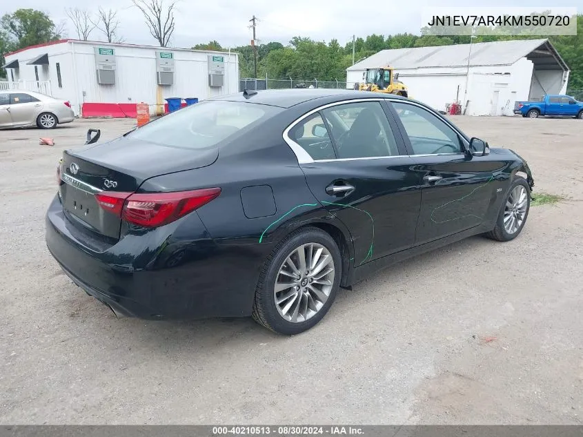 2019 Infiniti Q50 3.0T Luxe VIN: JN1EV7AR4KM550720 Lot: 40210513