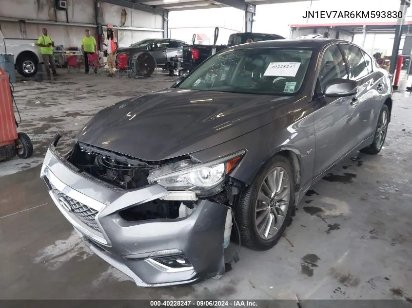 2019 Infiniti Q50 3.0T Luxe VIN: JN1EV7AR6KM593830 Lot: 40228247