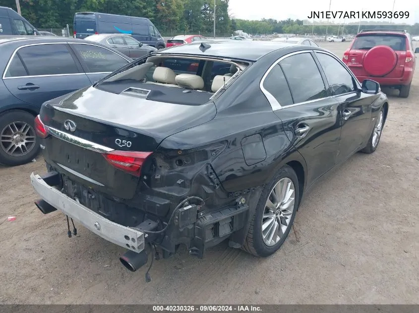 2019 Infiniti Q50 3.0T Luxe VIN: JN1EV7AR1KM593699 Lot: 40230326