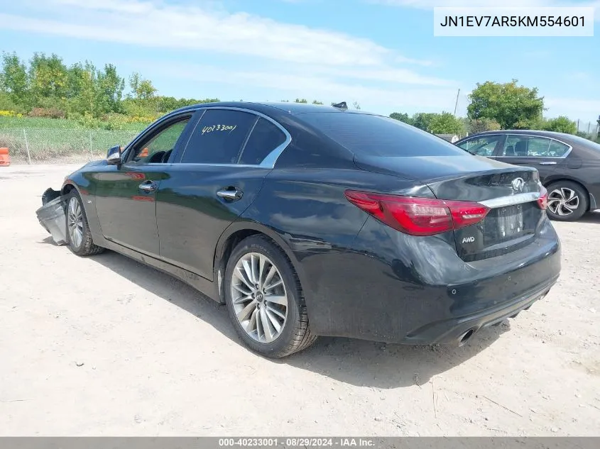 2019 Infiniti Q50 3.0T Luxe VIN: JN1EV7AR5KM554601 Lot: 40233001