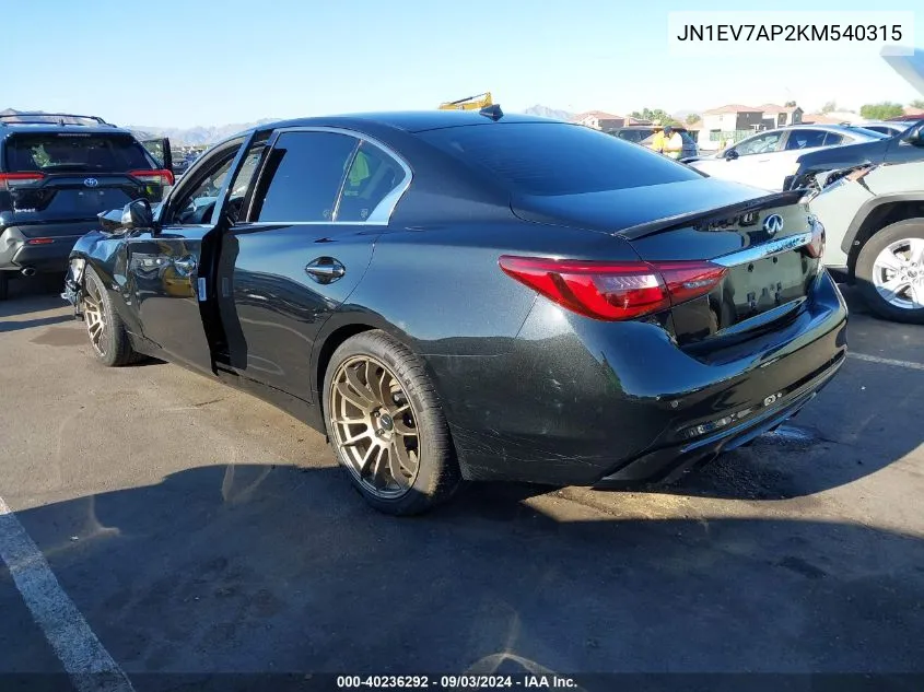 JN1EV7AP2KM540315 2019 Infiniti Q50 3.0T Sport