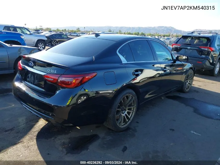 2019 Infiniti Q50 3.0T Sport VIN: JN1EV7AP2KM540315 Lot: 40236292