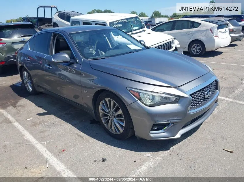 2019 Infiniti Q50 3.0T Luxe VIN: JN1EV7AP1KM514272 Lot: 40273244