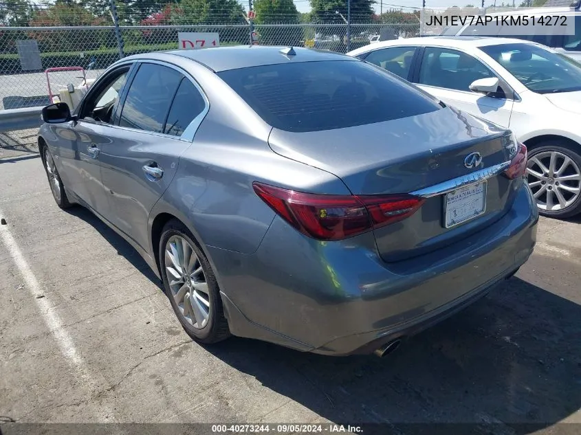 2019 Infiniti Q50 3.0T Luxe VIN: JN1EV7AP1KM514272 Lot: 40273244