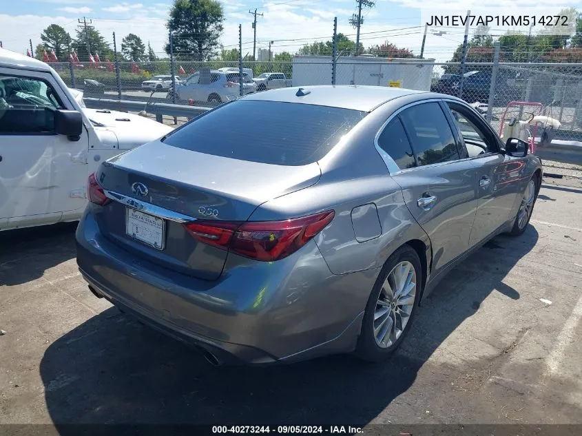 2019 Infiniti Q50 3.0T Luxe VIN: JN1EV7AP1KM514272 Lot: 40273244