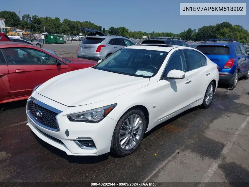 2019 Infiniti Q50 3.0T Luxe VIN: JN1EV7AP6KM518902 Lot: 40292944