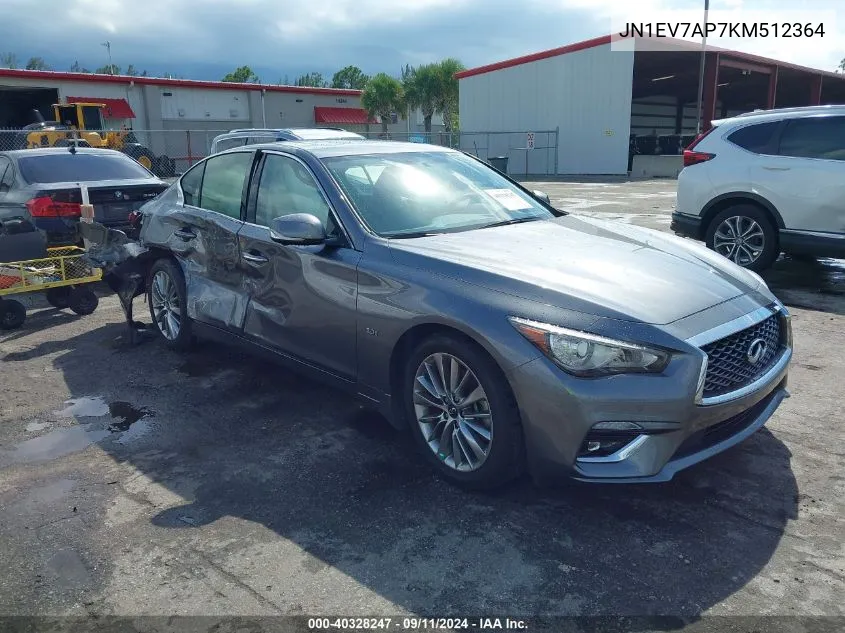 2019 Infiniti Q50 3.0T Luxe VIN: JN1EV7AP7KM512364 Lot: 40328247