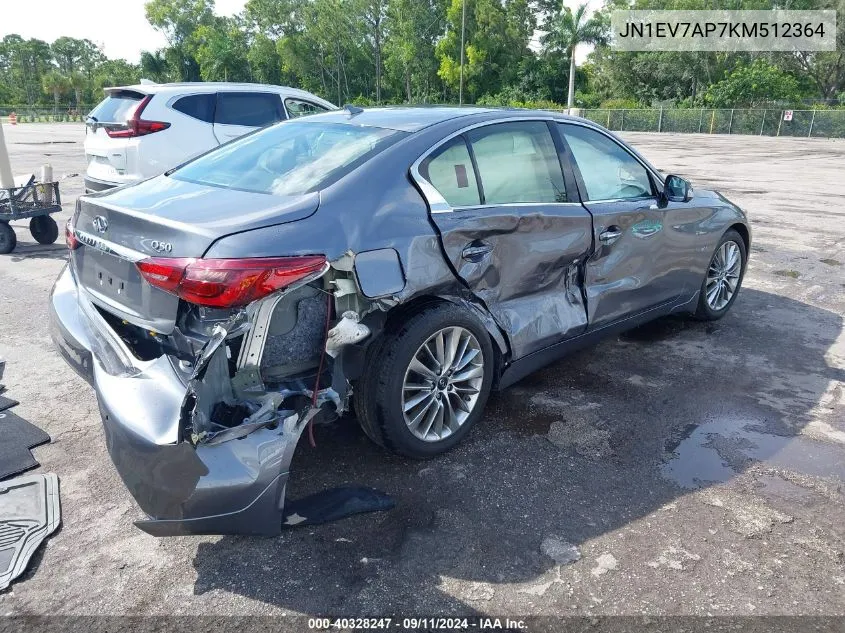 2019 Infiniti Q50 3.0T Luxe VIN: JN1EV7AP7KM512364 Lot: 40328247