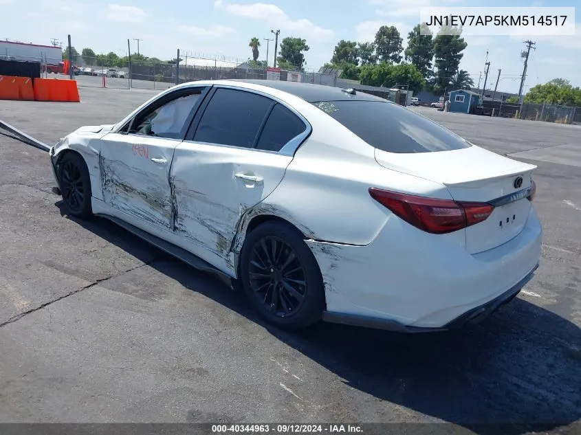 2019 Infiniti Q50 3.0T Luxe VIN: JN1EV7AP5KM514517 Lot: 40344963