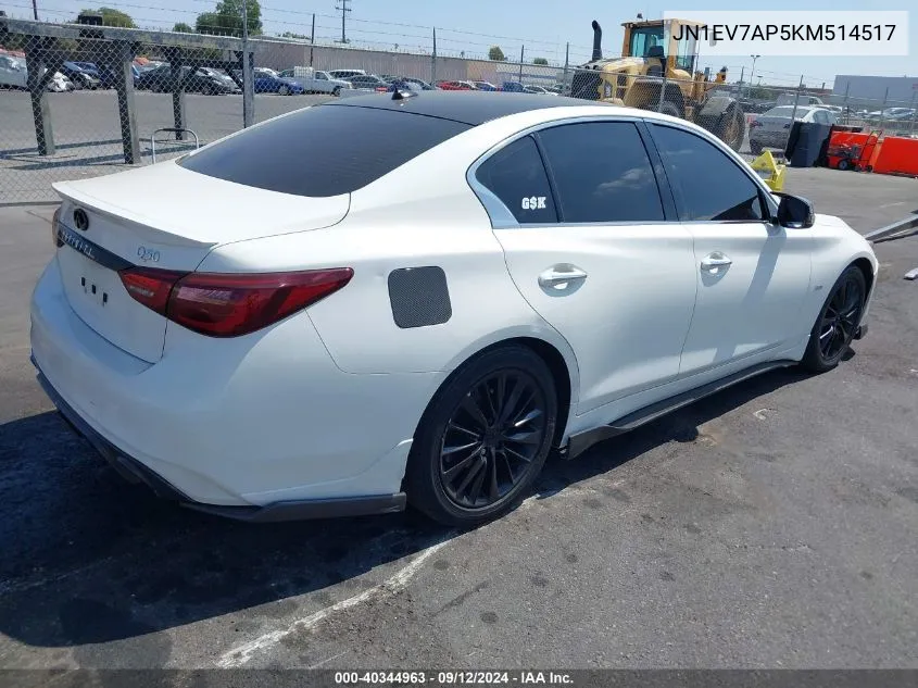 2019 Infiniti Q50 3.0T Luxe VIN: JN1EV7AP5KM514517 Lot: 40344963