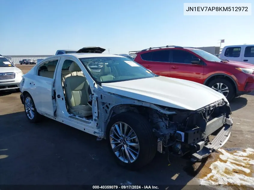 2019 Infiniti Q50 3.0T Luxe VIN: JN1EV7AP8KM512972 Lot: 40359079