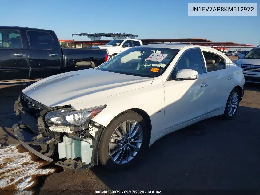 2019 Infiniti Q50 3.0T Luxe VIN: JN1EV7AP8KM512972 Lot: 40359079