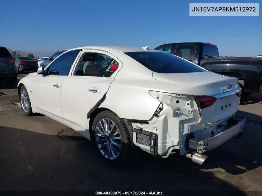 2019 Infiniti Q50 3.0T Luxe VIN: JN1EV7AP8KM512972 Lot: 40359079