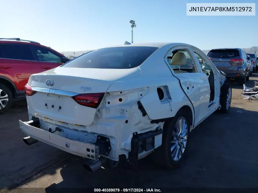 2019 Infiniti Q50 3.0T Luxe VIN: JN1EV7AP8KM512972 Lot: 40359079