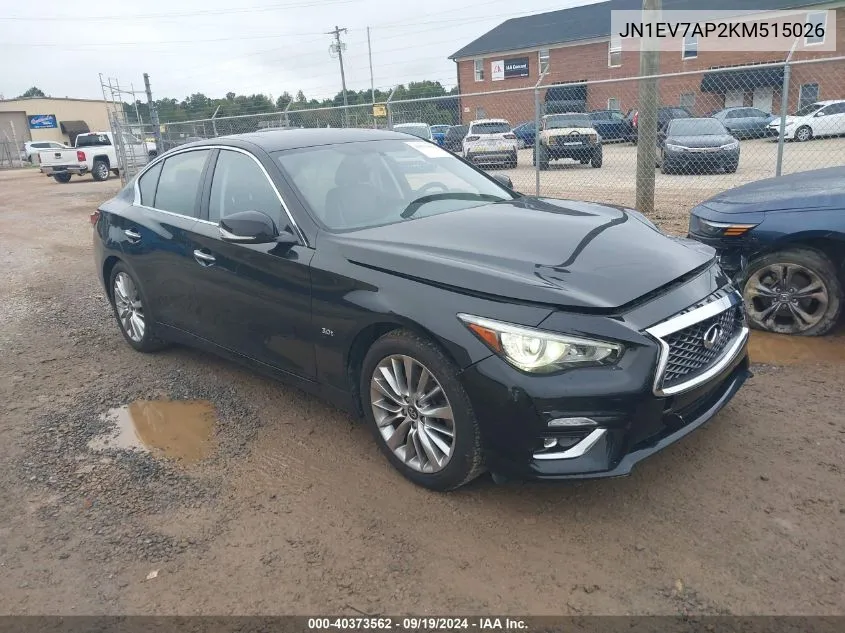 2019 Infiniti Q50 3.0T Luxe VIN: JN1EV7AP2KM515026 Lot: 40373562