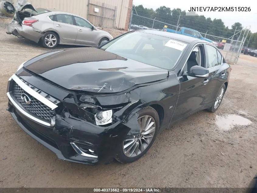 2019 Infiniti Q50 3.0T Luxe VIN: JN1EV7AP2KM515026 Lot: 40373562